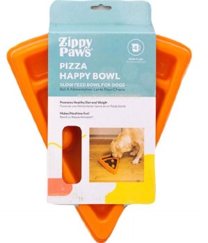 Zippy Paws Happy Bowl Slow Feeder Pizza, Orange, Dog Bowls, Medium