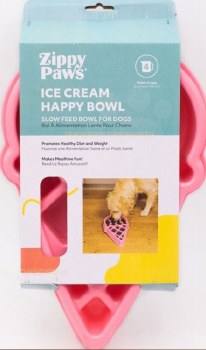 Zippy Paws Happy Bowl Slow Feeder Ice Cream, Pink, Dog Bowls, Medium