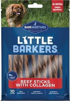 Barkworthies Little Barkers Beef Sticks with Collagen, Dog Treats, 10 Pack