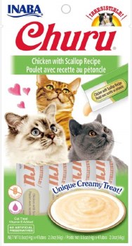 Inaba Churu Puree Chicken and Scallop, Cat Treat, .5oz, 4 Count