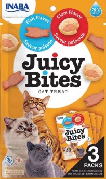 Inaba Juicy Bites Cat Treats, Fish and Clam, Cat Treat, .4oz, 3 Count