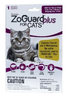 ZoGuard Plus Spot-On Singles for Cats, Cat Flea, 1.5lb 1 Month Pack