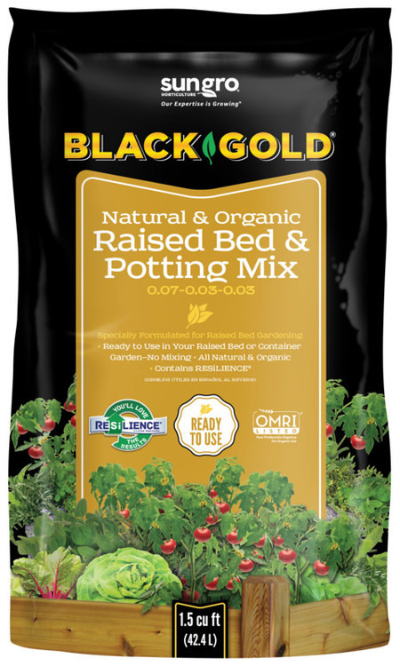 Sun Gro Black Gold Natural & Organic Raised Bed & Potting Mix, 1.5 Cu. Ft. Bag