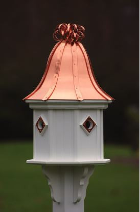 Copper Roof Birdhouse 34x14 Ribbon Detail 4 Portals - Bright Copper