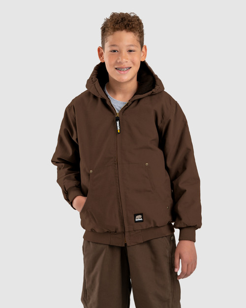 Berne Youth Boys Duck Hooded Jacket Bark
