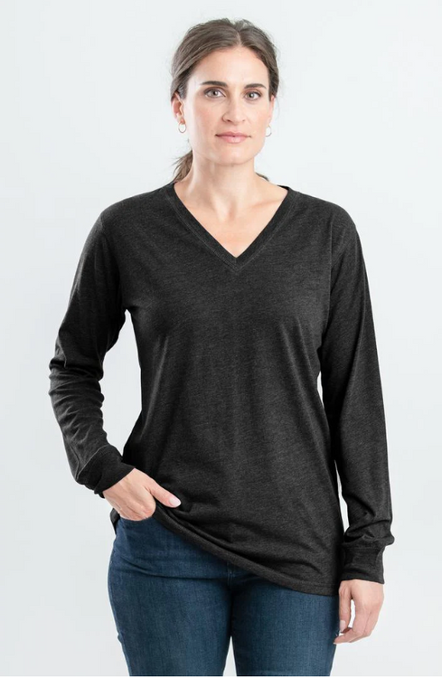 Berne Women's V-Neck Long Sleeve T-Shirt Black