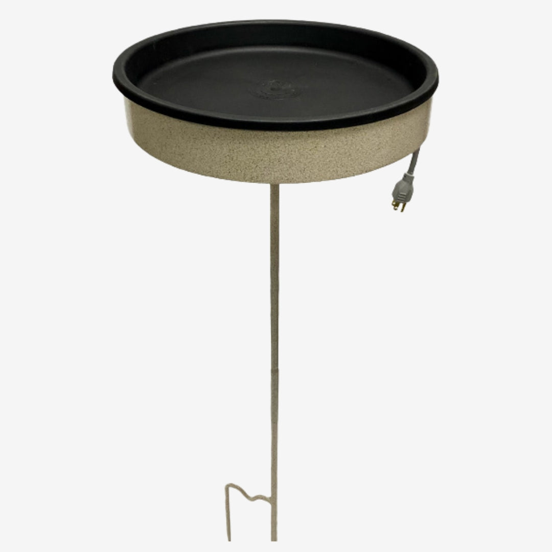 Beige Erva Heated Bird Bath with Pole for Cold Weather