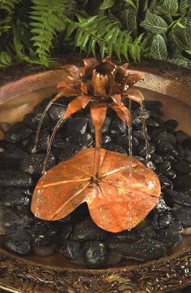 Copper Lotus Bird Bath Fountain Dripper