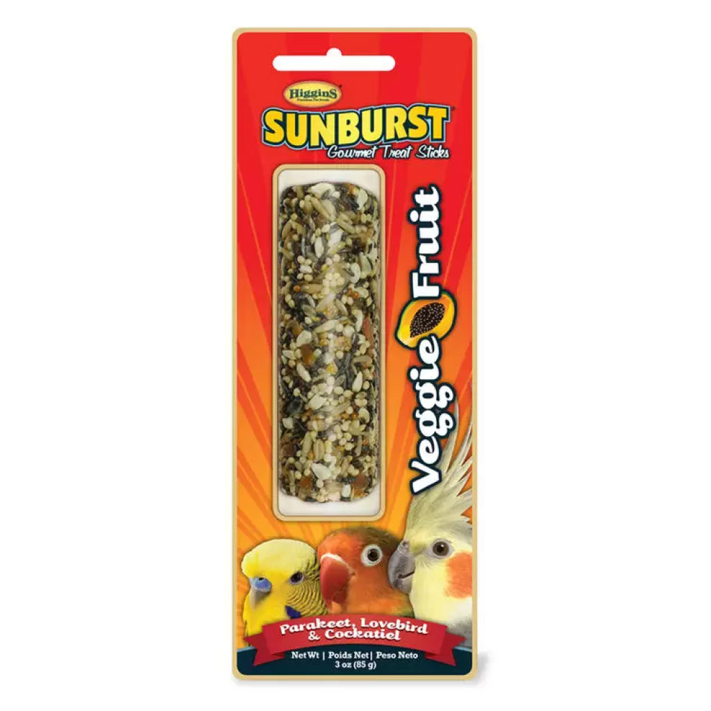 Higgins Sunburst Sticks Veggie Fruit Cockatiel Parakeet & Lovebird Treats for Birds 3 oz