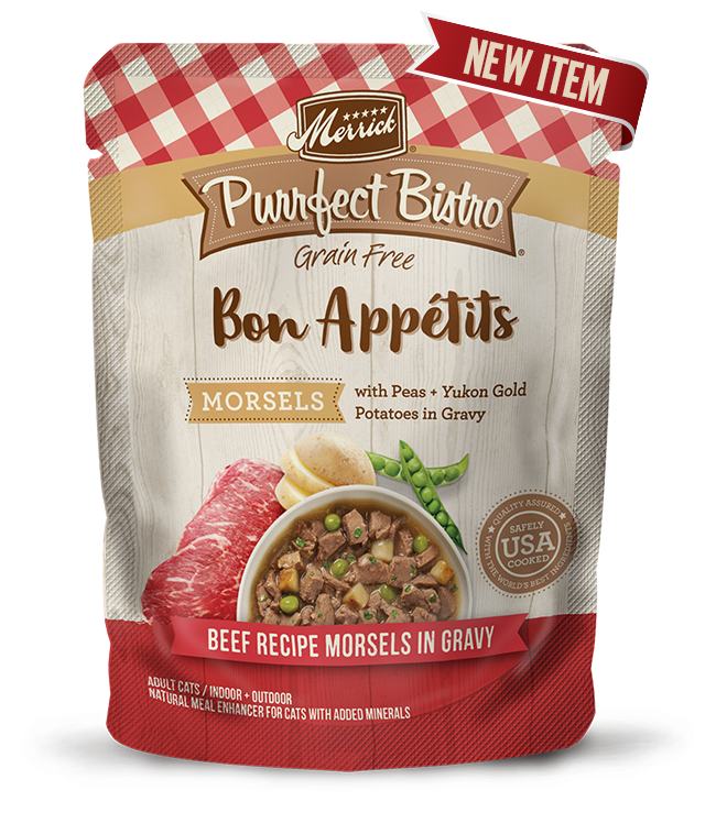 Merrick Purrfect Bistro Bon Appétits Beef Recipe Morsels in Gravy Cat Food