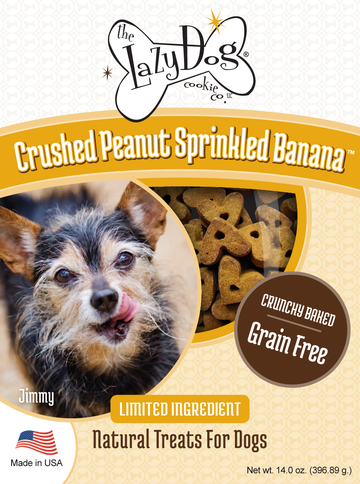 The Lazy Dog Grain Free Crushed Peanut Sprinkled Banana Soft Baked Dog Treats 14 Oz.