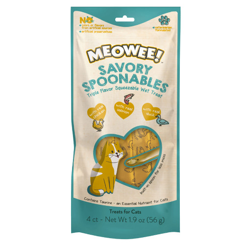 Meowee! Savory Spoonables Chicken, Salmon, & Duck Flavored Cat Treats