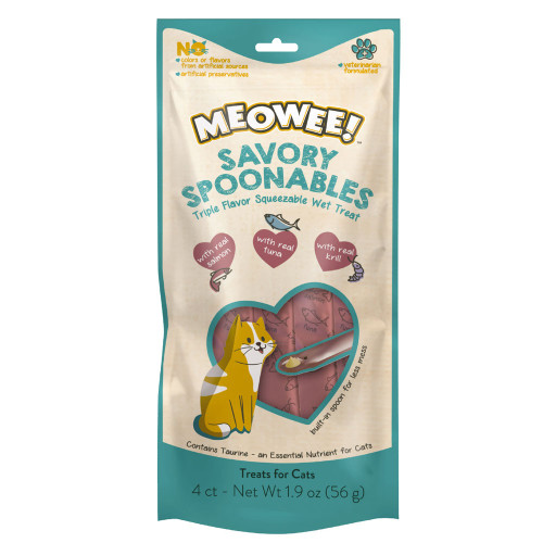 Meowee! Savory Spoonables Salmon, Tuna, & Krill Flavored Cat Treats