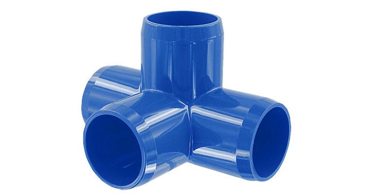 1 in. 4-Way PVC Fitting, Furniture Grade - Blue