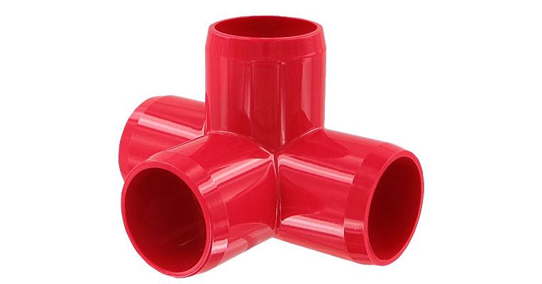1 in. 4-Way PVC Fitting, Furniture Grade - Red
