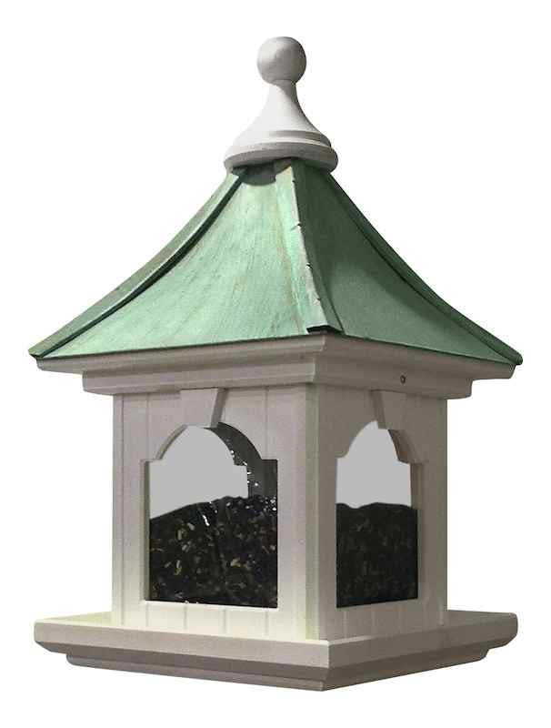 Copper Roof Bird Feeder with Large Capacity - Hanging - Verdigris