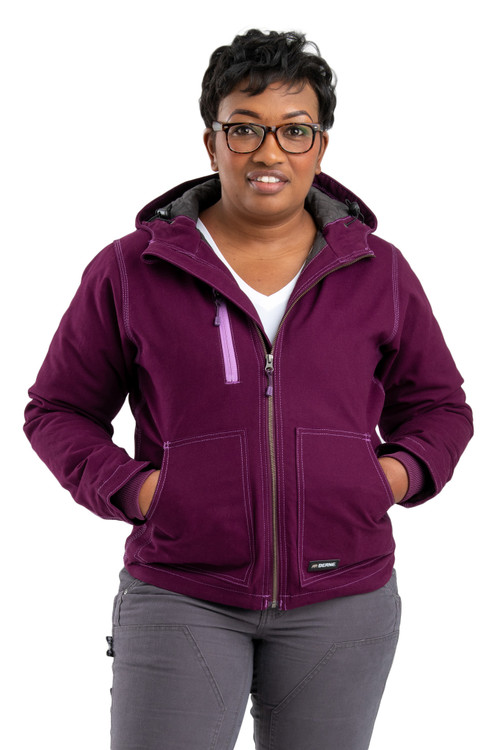 Berne Women's Softstone Duck Hooded Jacket Plum