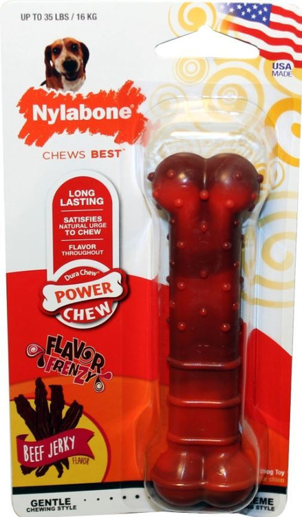 Nylabone Power Chew Textured Bone, Wolf, Beef Jerky