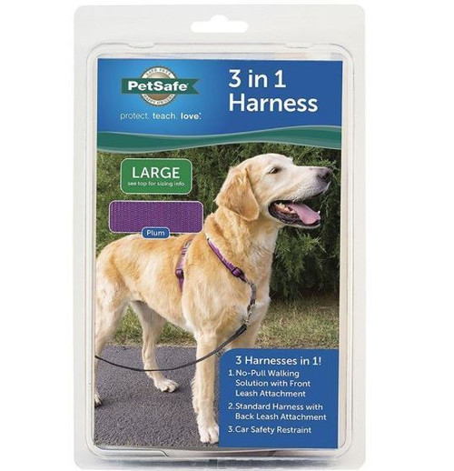Petsafe 3 In 1 Harness No-Pull Walking Solution, Large, Plum