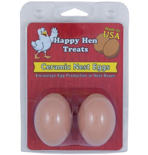 Happy Hen Ceramic Nest Eggs, 2 Pack, Brown