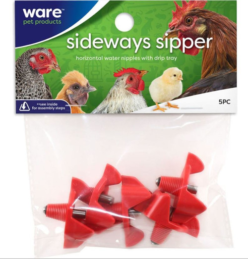 Ware Red Sideways Sipper Horizontal Water Nipples 5 Pack