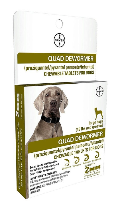 Bayer Quad De-Wormer, Large Dog, 2 count
