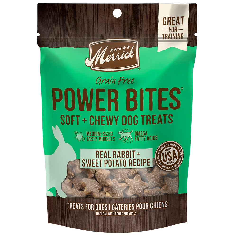 Merrick Power Bites Soft & Chewy Grain Free Real Rabbit & Sweet Potato Dog Treats (6 oz)